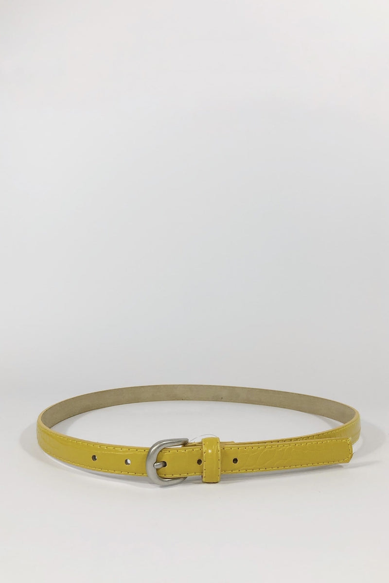 Cintura stampa cocco con fibbia smontabile vista frontale colore giallo