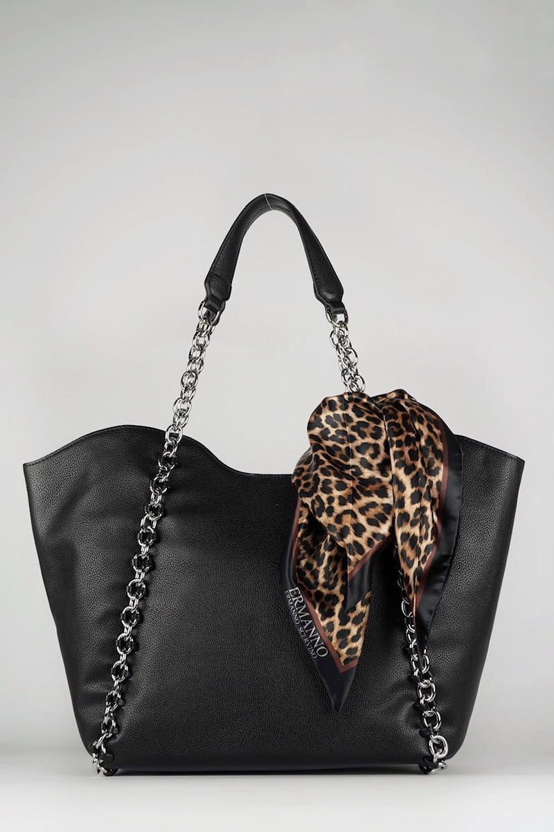 Ermanno Scervino Shopping bag con catene vista frontale con foulard inserito