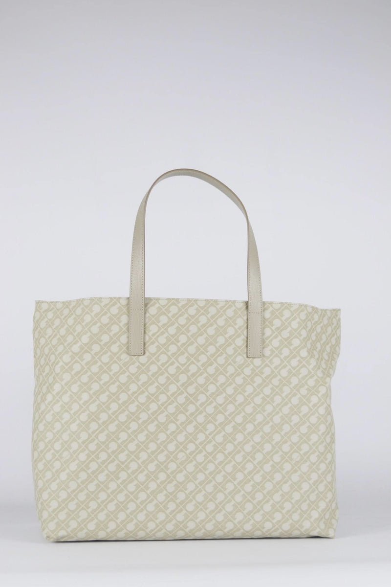 Gherardini Shopping bag con monogramma vista frontale colore lino