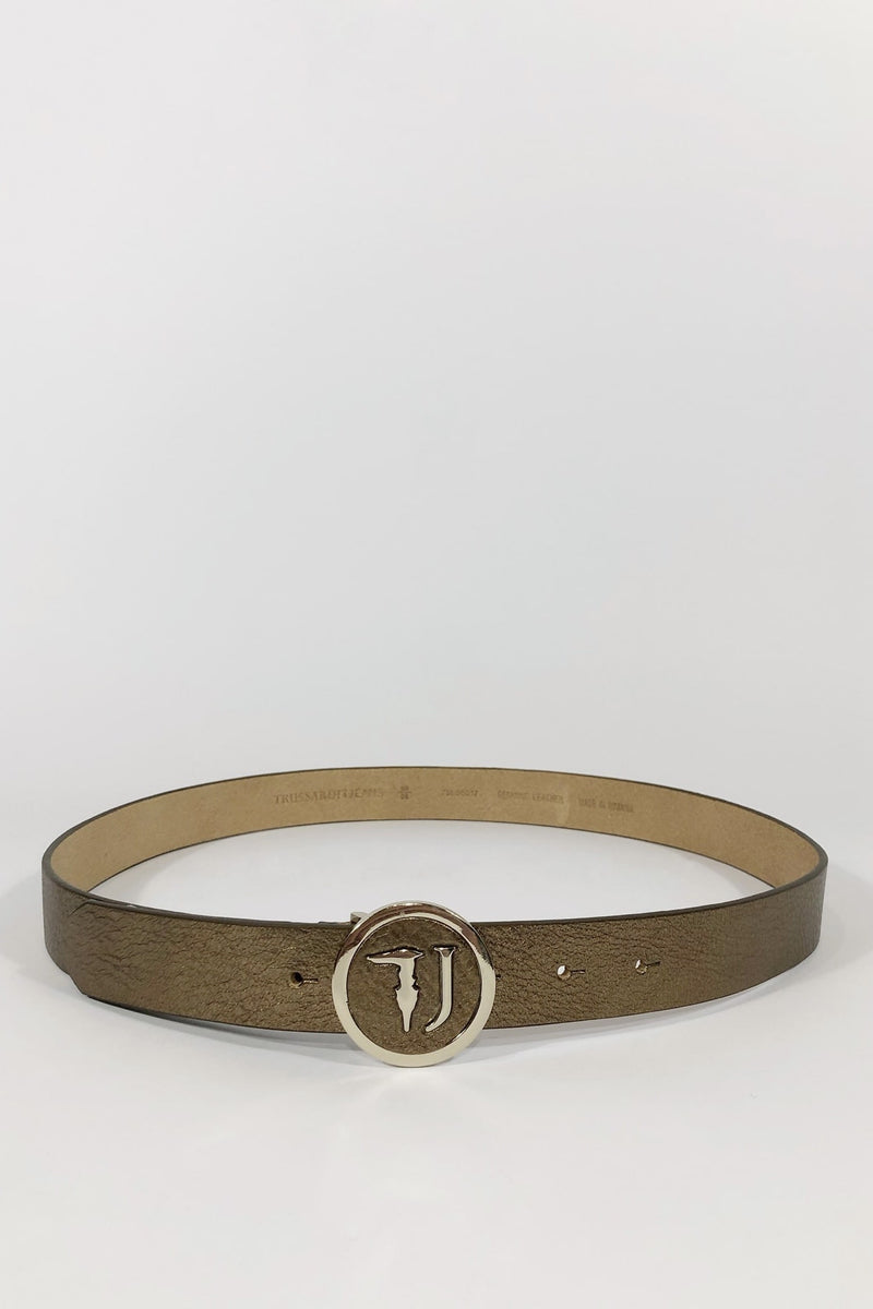 Trussardi Cintura con fibbia pin vista frontale variante colore bronzo