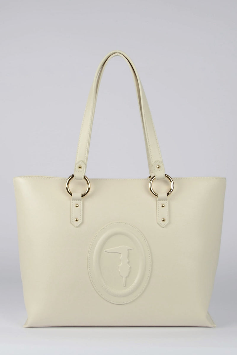 Trussardi Shopper con logo frontale colore beige
