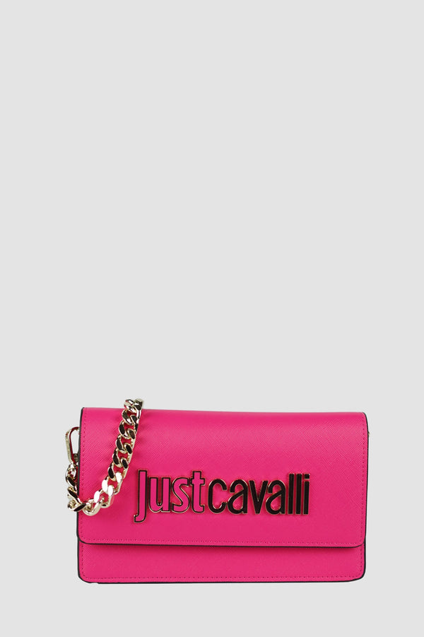 Just Cavalli Clutch Saffiano con Tracolla vista frontale variante colore Corallo