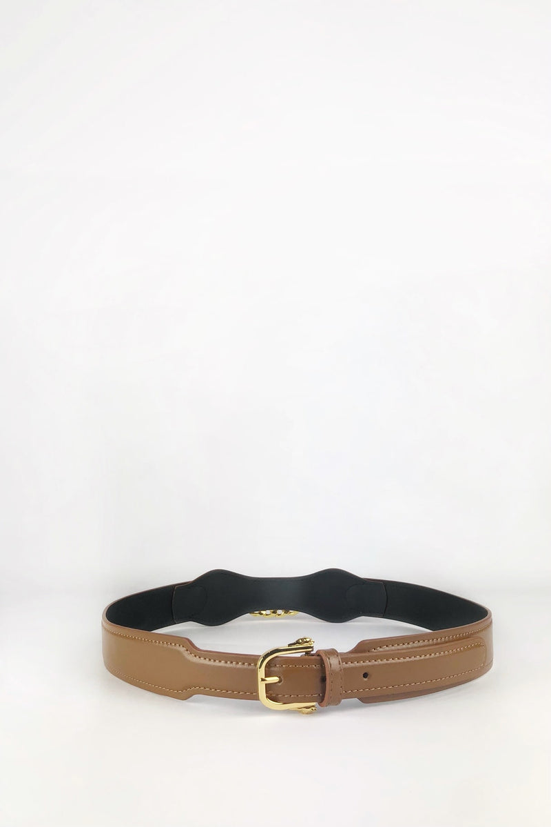 Trussardi Cintura con catena decorativa vista frontale variante colore marrone