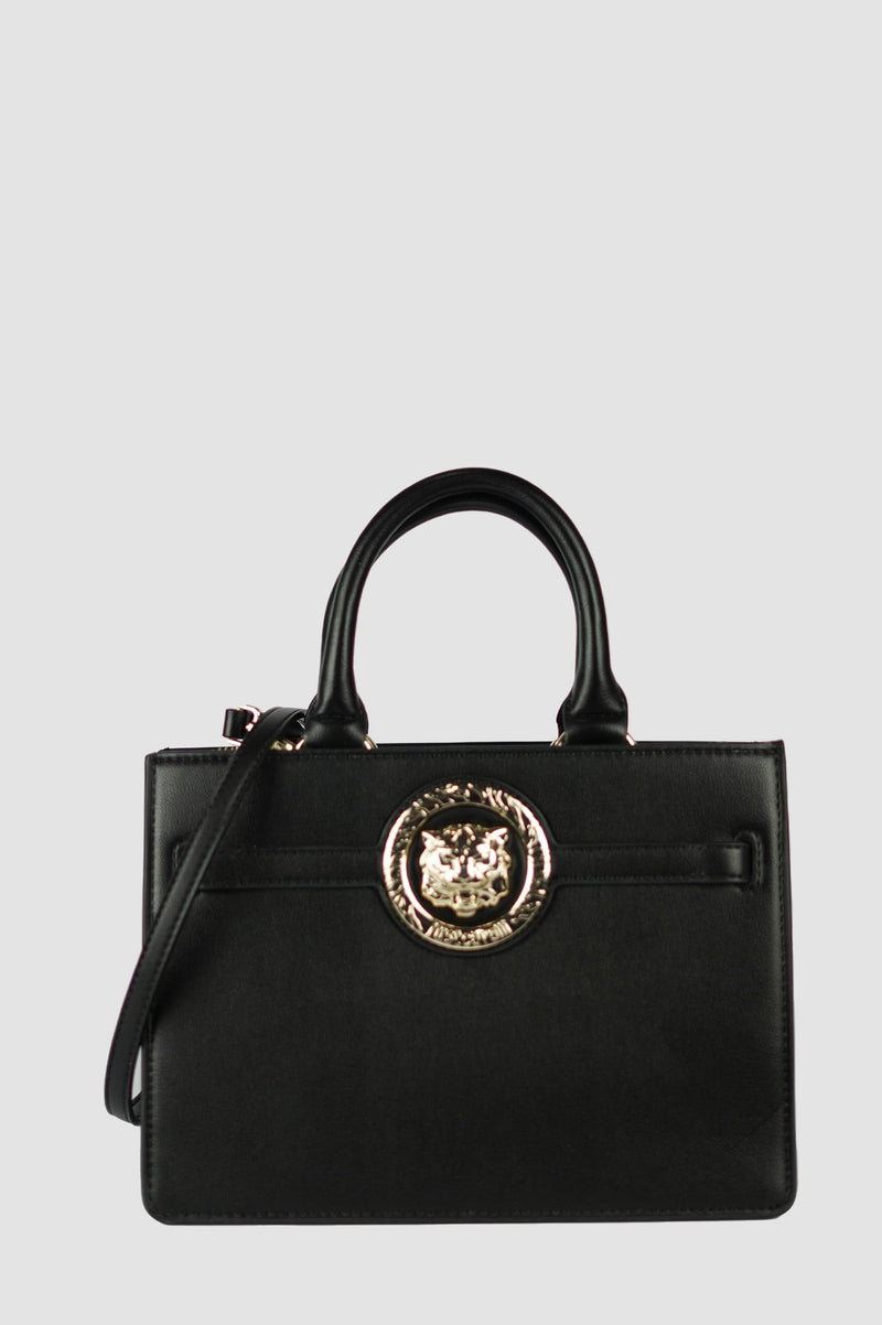 Just Cavalli Tote Bag Iconic con Giaguaro vista frontale con tracolla inserita