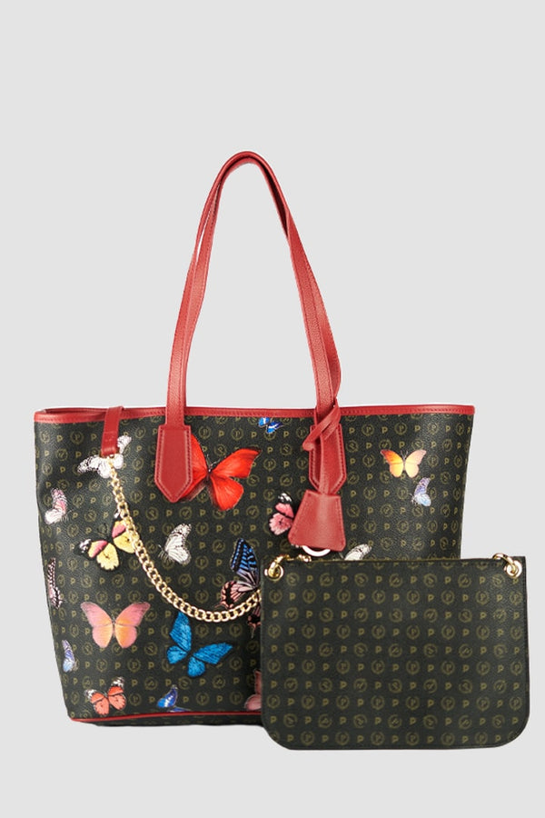 Pollini Shopping Bag Monogram con stampe vista frontale con pochette interna esposta